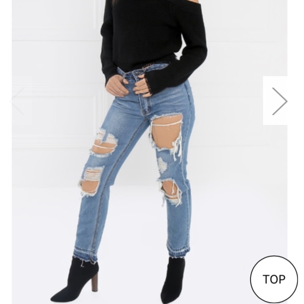 High Rise Distressed Jeans